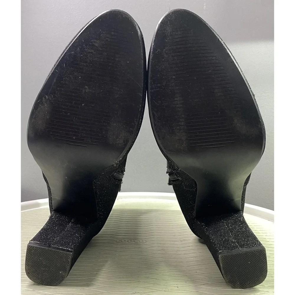 Steve Madden Womens Brisk Block-Heeled‎ Sexy Ankle Boots- Black Metallic-Sz.10M